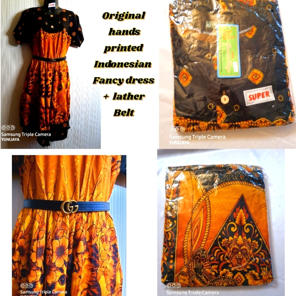 Fancy Indonesian Batik DRESS + With Leather Belt